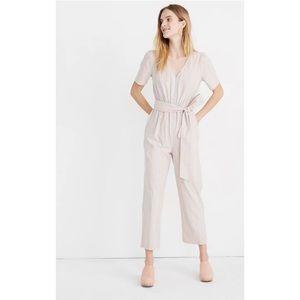 Madewell Striped Puff-Sleeve Tapered Jumpsuit